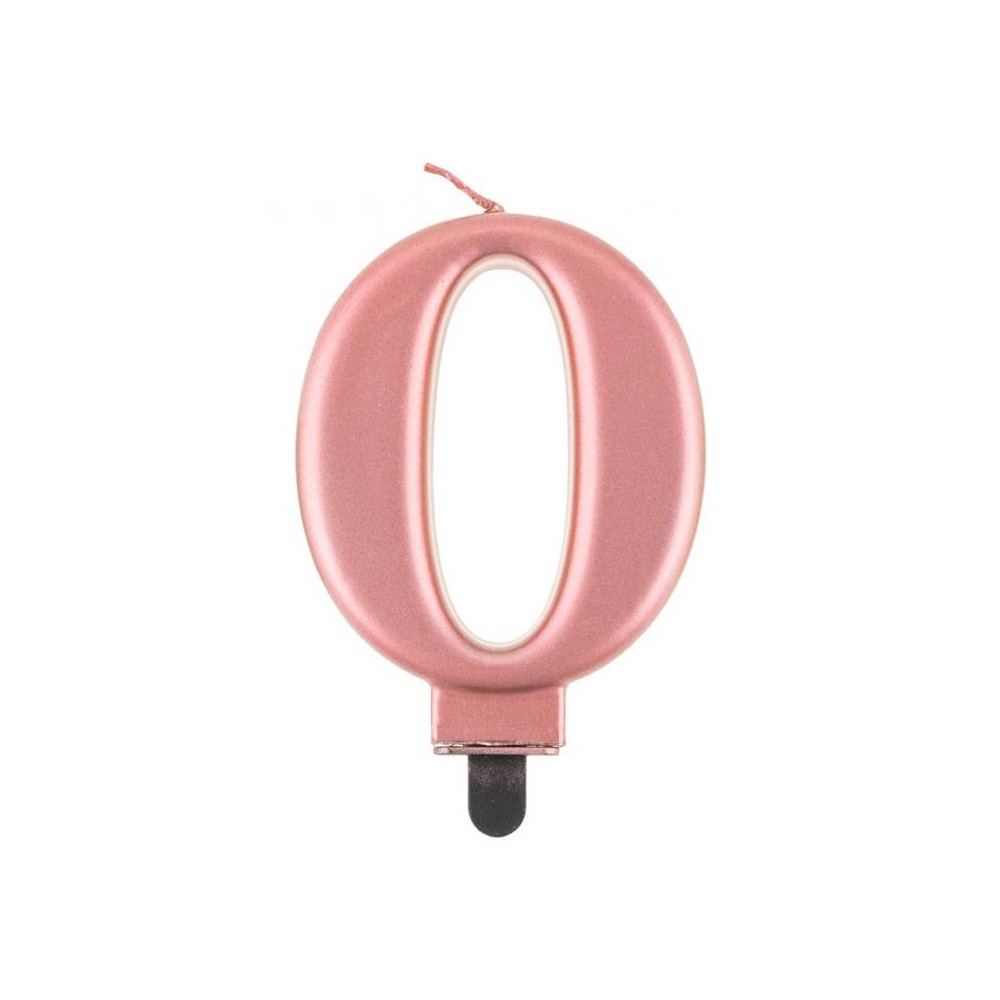 Number Metallic Rose Gold Number 0 Candle, Cake Candle