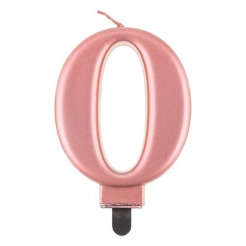 Number Metallic Rose Gold Number 0 Candle, Cake Candle