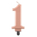 Number Metallic Rose Gold number 1 candle, cake candle