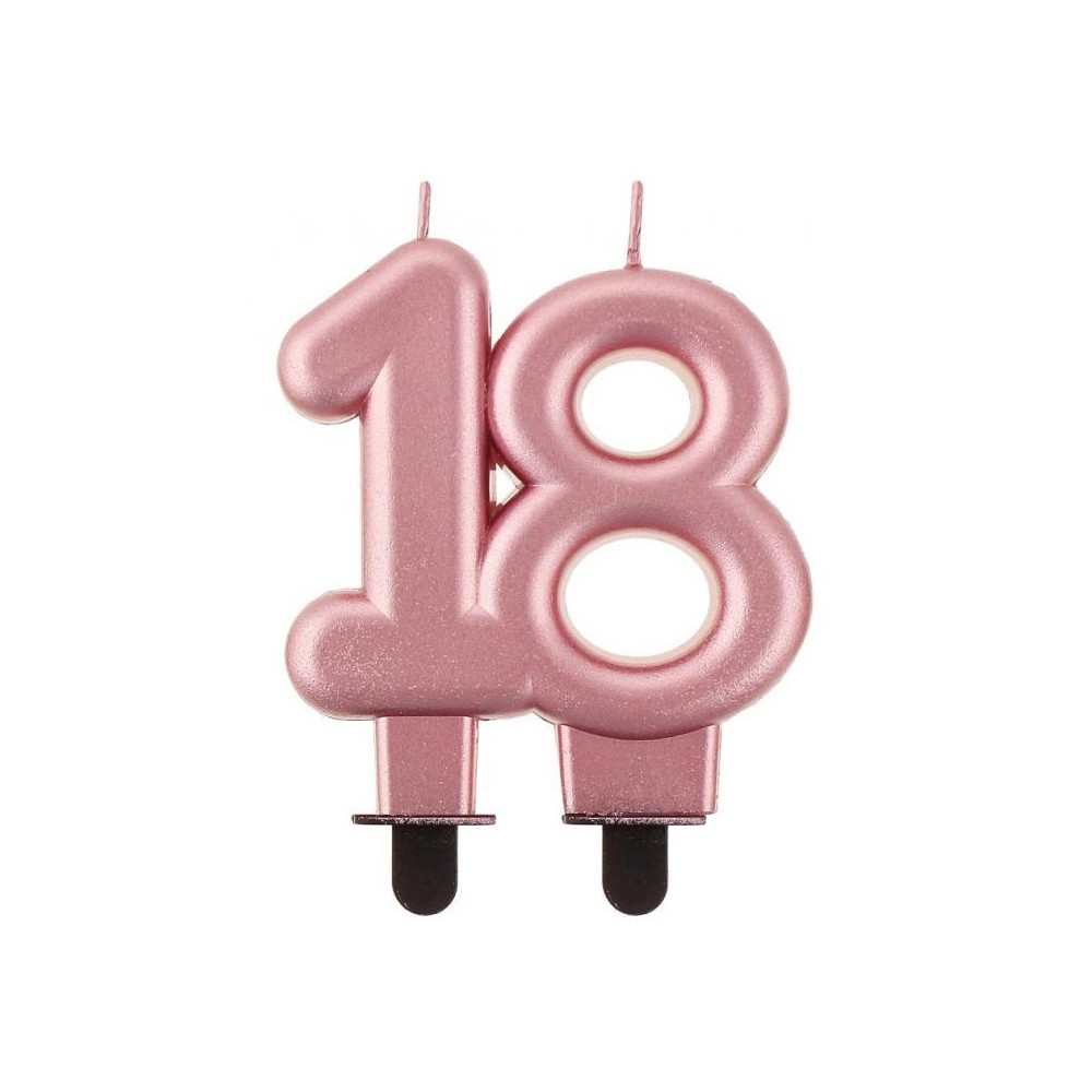 Colour Metallic Rose Gold number candle 18