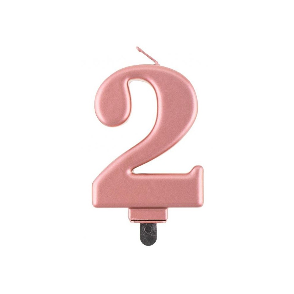 Number Metallic Rose Gold number candle 2, cake candle