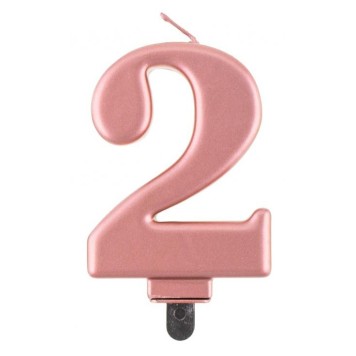 Number Metallic Rose Gold number candle 2, cake candle