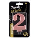 Number Metallic Rose Gold number candle 2, cake candle