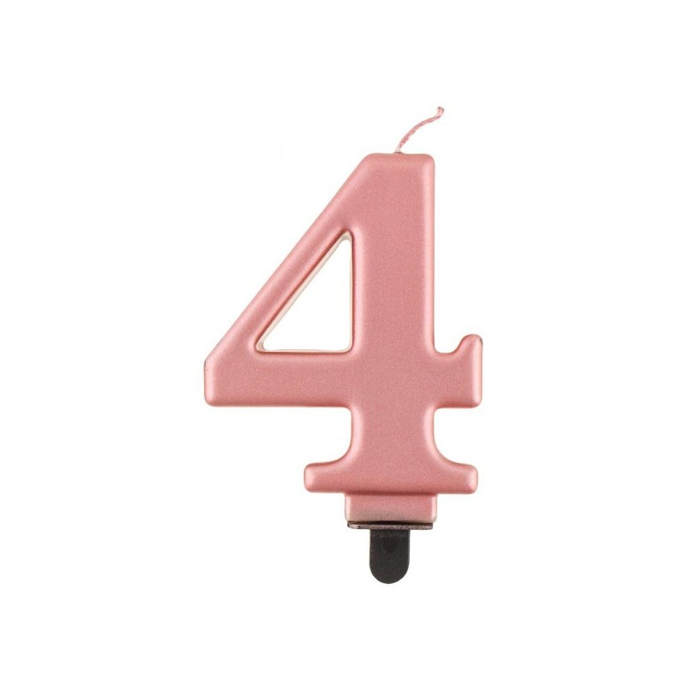 Number Metallic Rose Gold number candle 4, cake candle
