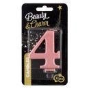 Number Metallic Rose Gold number candle 4, cake candle