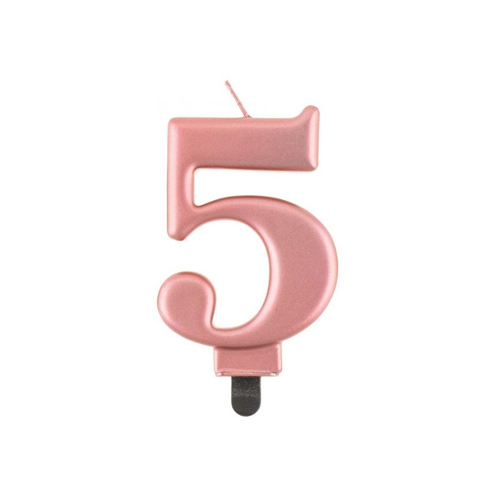Number Metallic Rose Gold number 5 candle, birthday candle