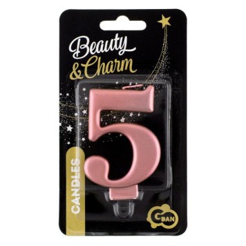 Number Metallic Rose Gold number 5 candle, birthday candle