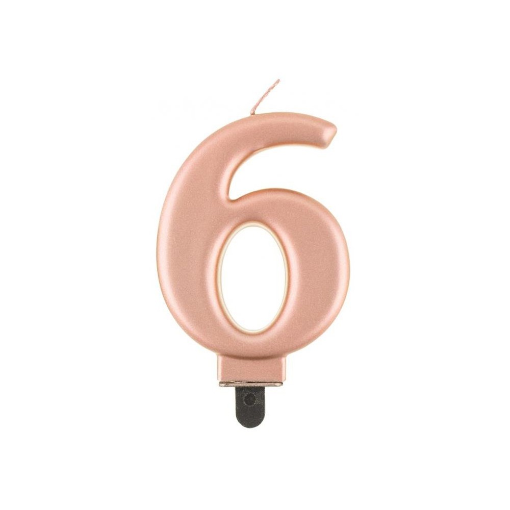 Number Metallic Rose Gold Number 6 Candle, Cake Candle