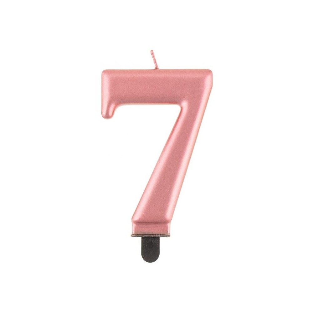 Number Metallic Rose Gold number candle 7, cake candle