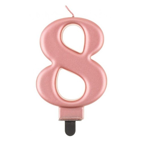 Number Metallic Rose Gold number 8 cake candle