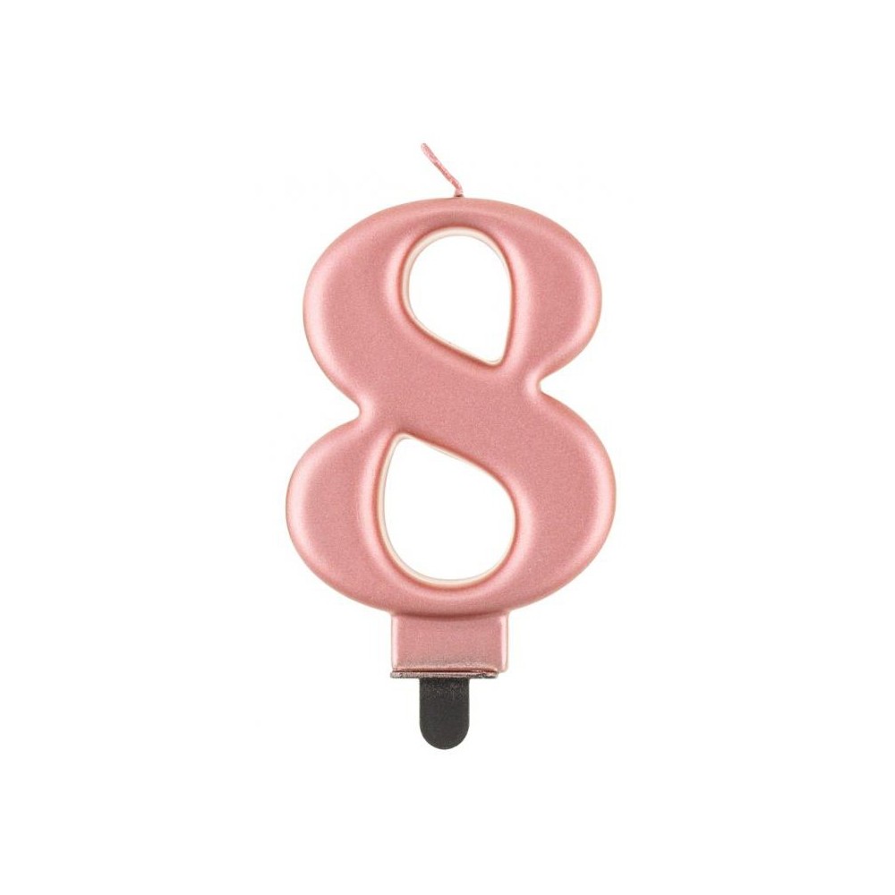 Number Metallic Rose Gold number 8 cake candle