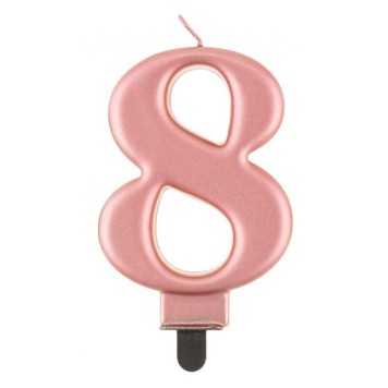 Number Metallic Rose Gold number 8 cake candle
