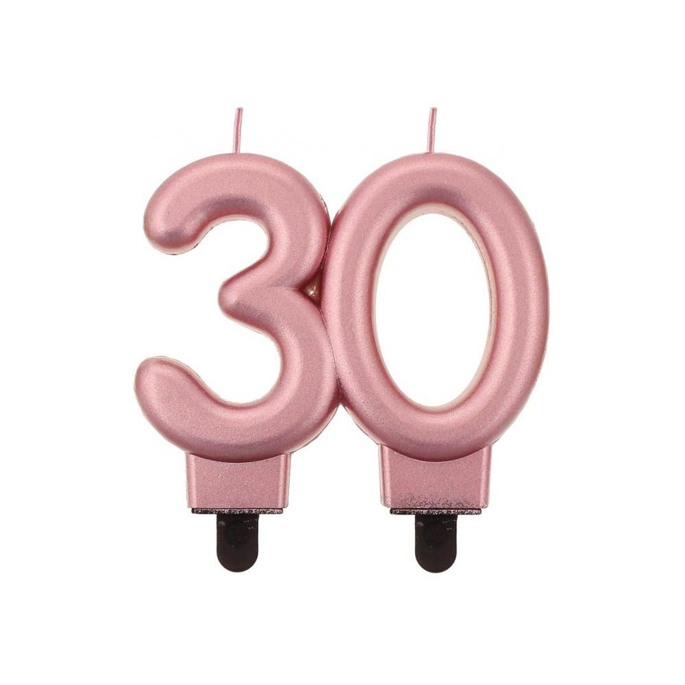 Colour Rose Gold Metallic cake candle, number candle 30