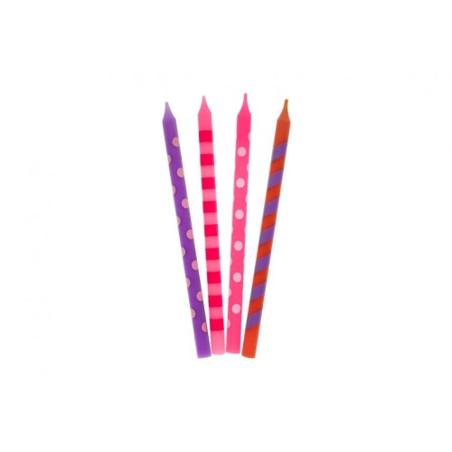 Colour Dots Pink Birthday Candle Set, 16 pcs