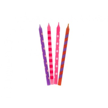Colour Dots Pink Birthday Candle Set, 16 pcs