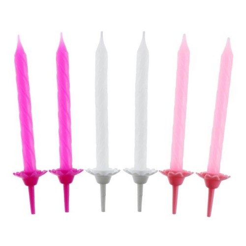 Colour Pattern 3 Pink Birthday Candle Set
