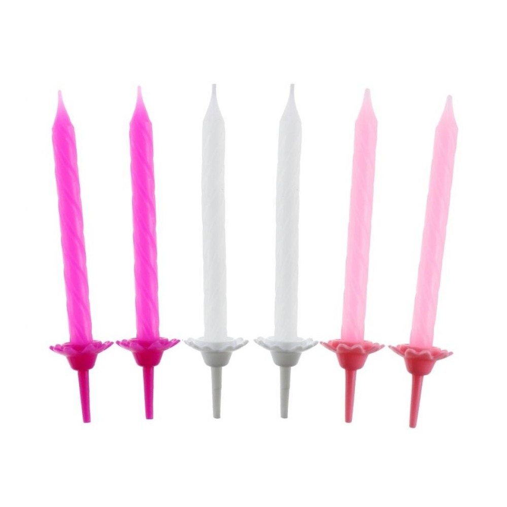 Colour Pattern 3 Pink Birthday Candle Set