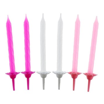Colour Pattern 3 Pink Birthday Candle Set