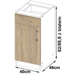 Szafka LIMA S40 SZ1 + BLAT BIAŁY/DĄB SONOMA