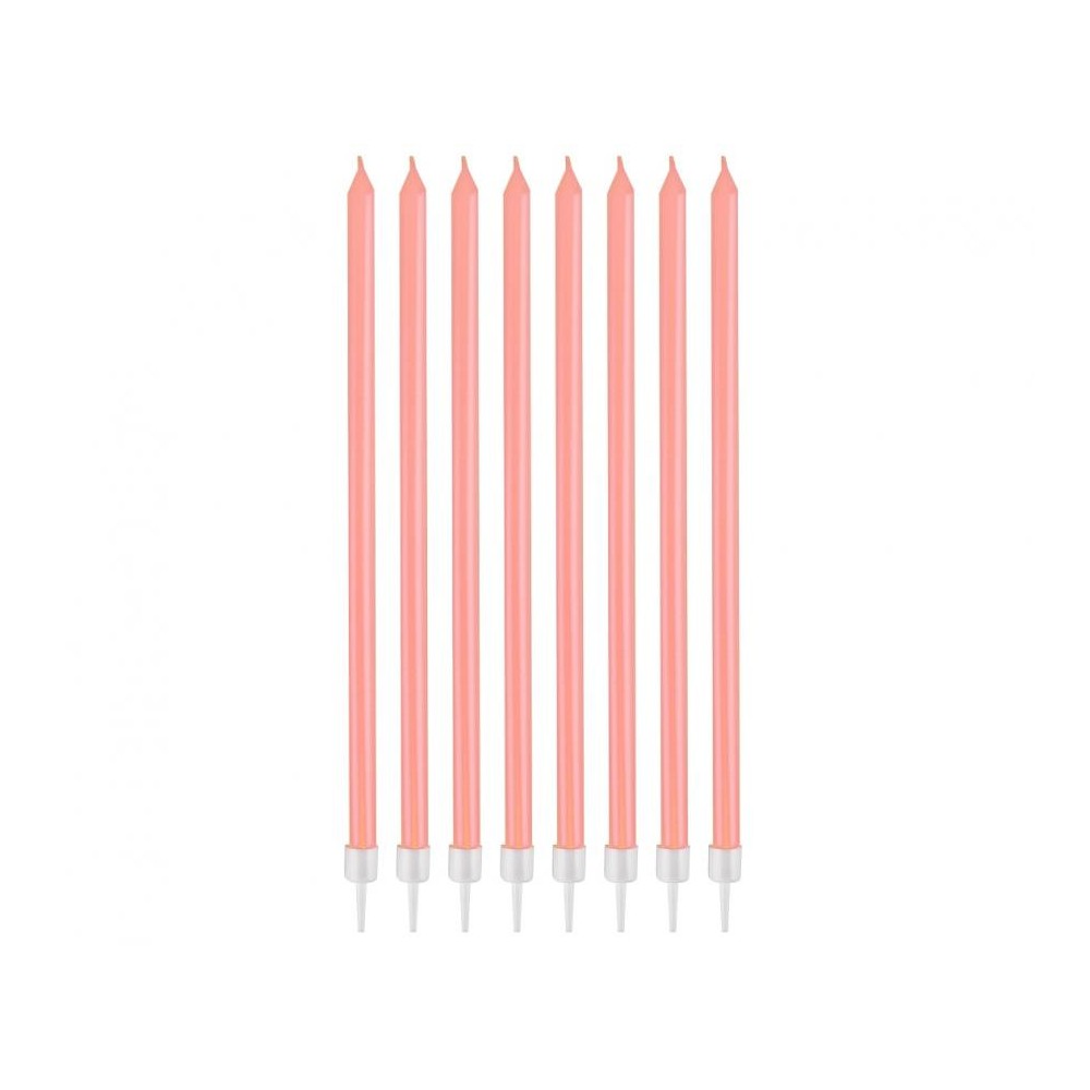 Colour Pearly Light Pink, Pink Cake Candle Set, 8 pcs