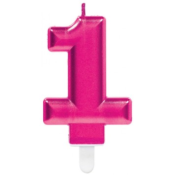 Number Pink Pink number candle 1 birthday candle