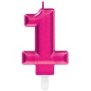 Number Pink Pink number candle 1 birthday candle