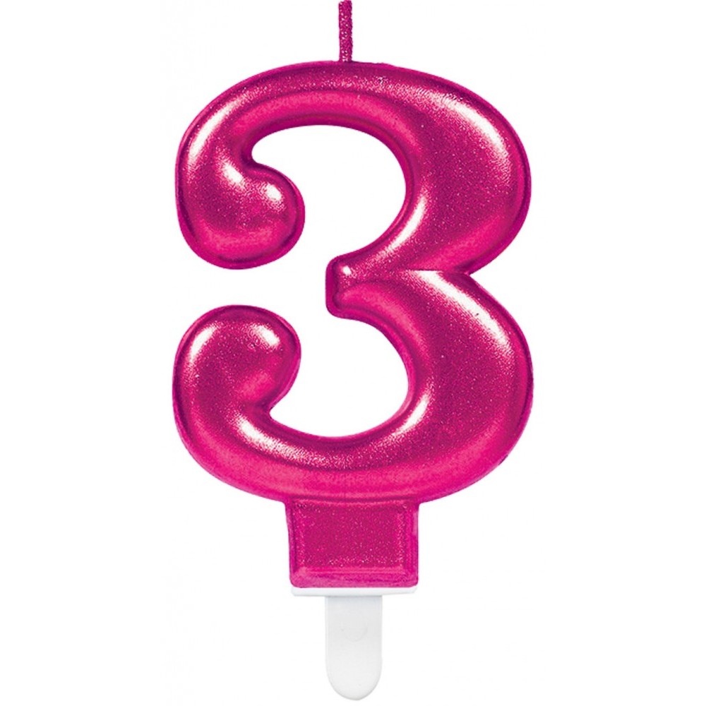 Number Pink Pink number candle, number 3 cake candle