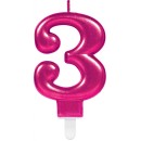 Number Pink Pink number candle, number 3 cake candle
