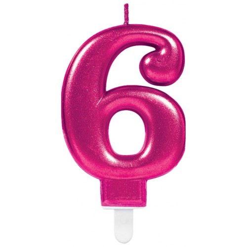 Number Pink Pink number candle 6 cake candle