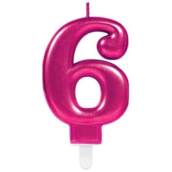 Number Pink Pink number candle 6 cake candle