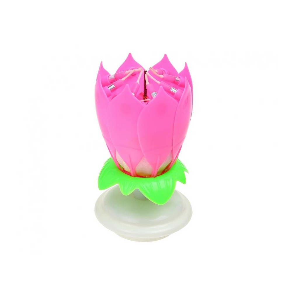 Colour Pink Pink Flower Musical Birthday Candle Set
