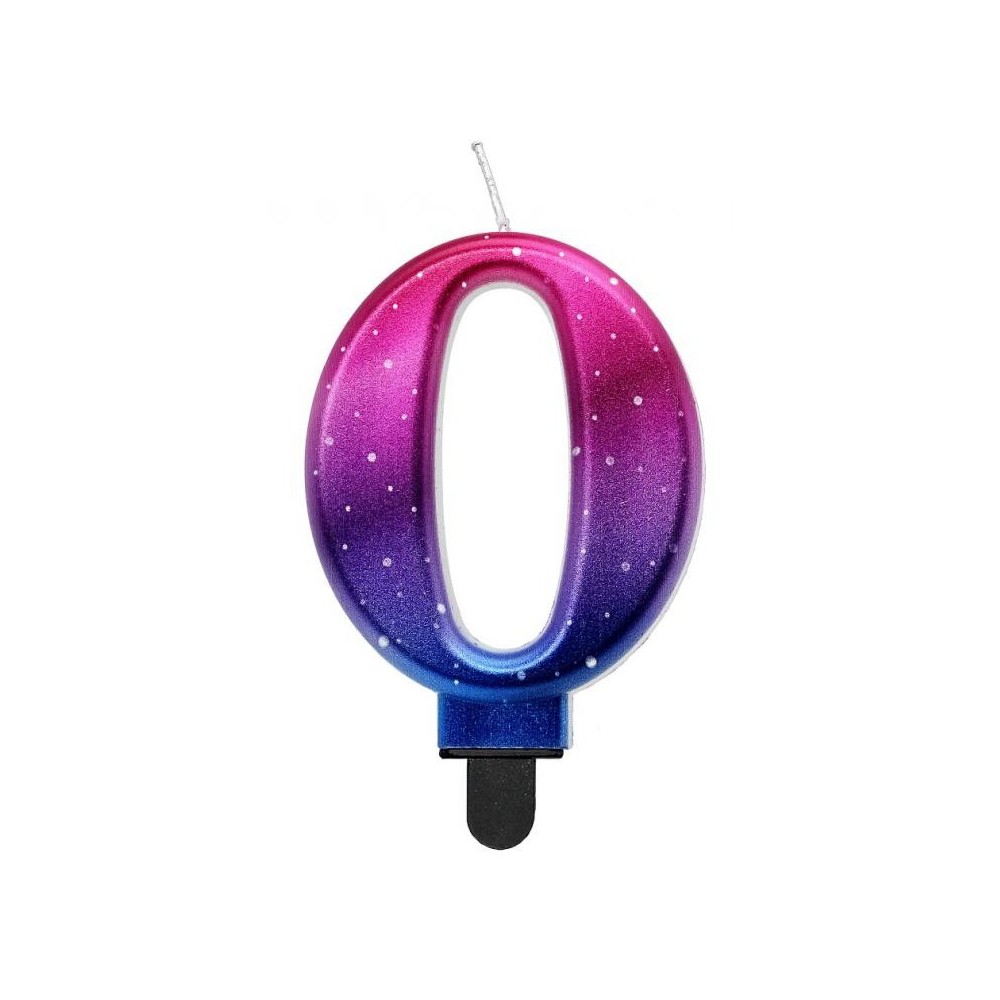 Number Night Sky Metallic Colorful number 0 birthday candle
