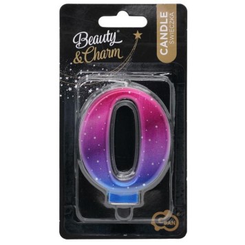 Number Night Sky Metallic Colorful number 0 birthday candle