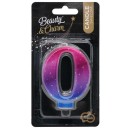 Number Night Sky Metallic Colorful number 0 birthday candle