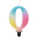 Number Pastel Ombre Colorful Number 0 Candle, Birthday Candle
