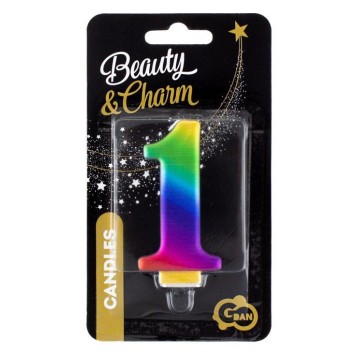Number Galaxy Colorful number 1 candle, cake candle