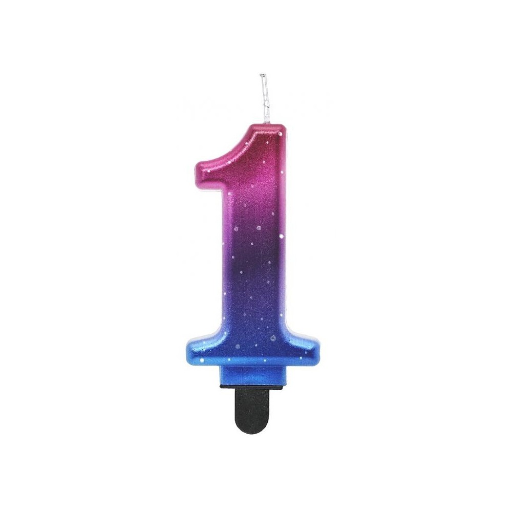 Number Night Sky Metallic Colorful candle number 1, birthday candle