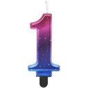 Number Night Sky Metallic Colorful candle number 1, birthday candle