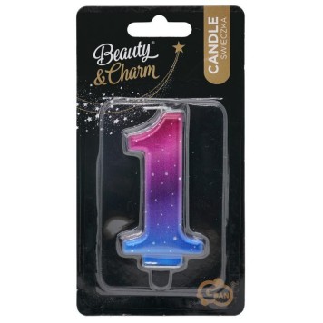 Number Night Sky Metallic Colorful candle number 1, birthday candle