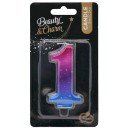 Number Night Sky Metallic Colorful candle number 1, birthday candle