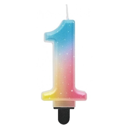 Number Pastel Ombre Colorful number 1 candle, cake candle