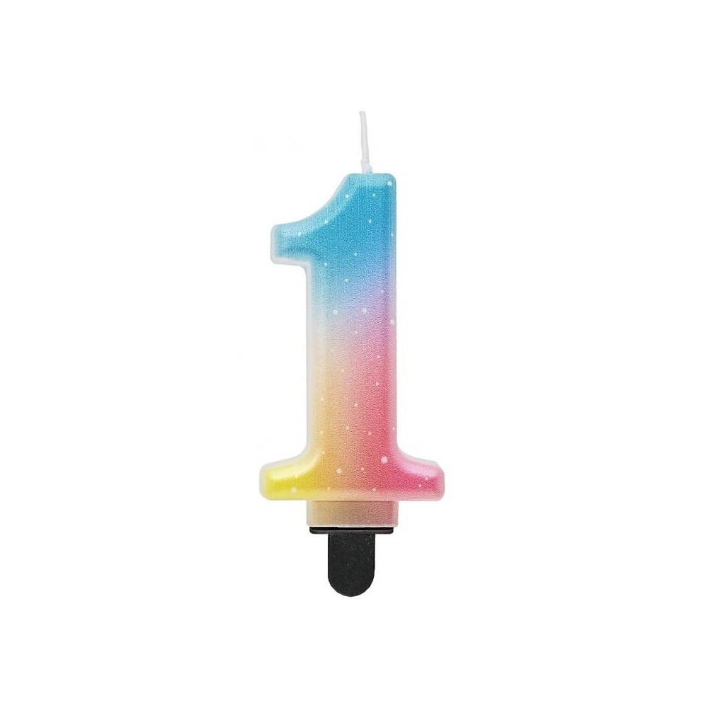 Number Pastel Ombre Colorful number 1 candle, cake candle