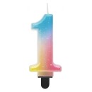 Number Pastel Ombre Colorful number 1 candle, cake candle