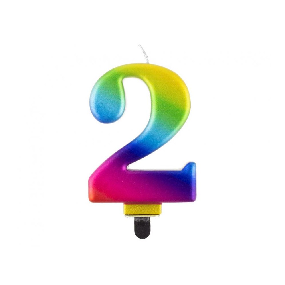 Number Galaxy Colorful Number 2 Candle, Birthday Candle