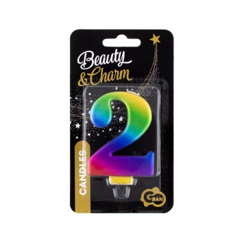 Number Galaxy Colorful Number 2 Candle, Birthday Candle