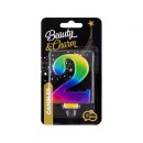 Number Galaxy Colorful Number 2 Candle, Birthday Candle