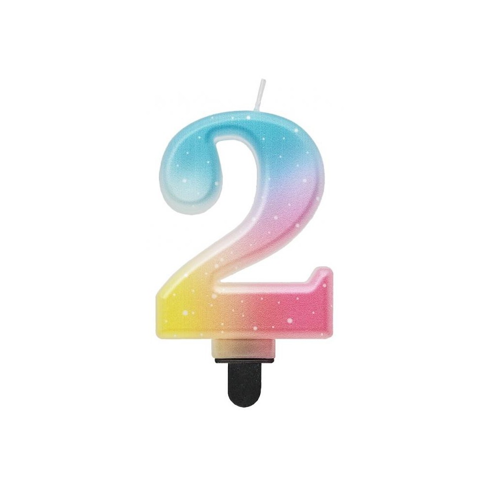 Number Pastel Ombre Colorful number 2 candle, cake candle