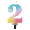 Number Pastel Ombre Colorful number 2 candle, cake candle