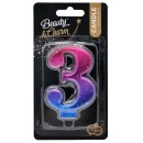 Number Night Sky Metallic Colorful number 3 birthday candle
