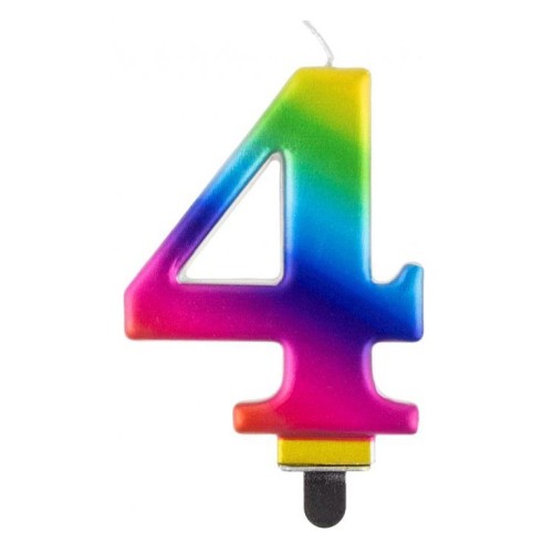Number Galaxy Colorful number 4 cake candle